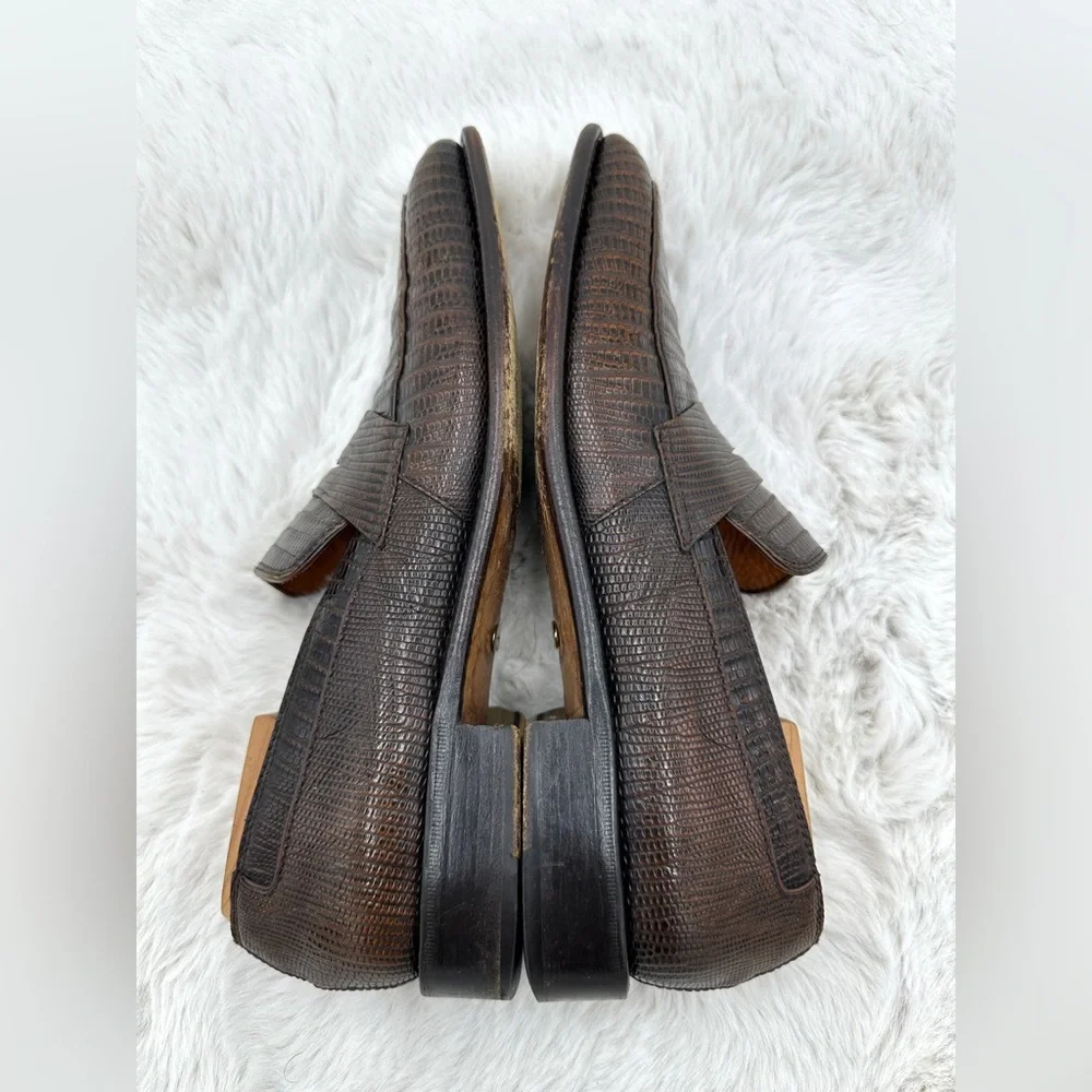 Salvatore ferragamo Lavorazione tramezza lizard Mens‎ loafers 11 D brown leather